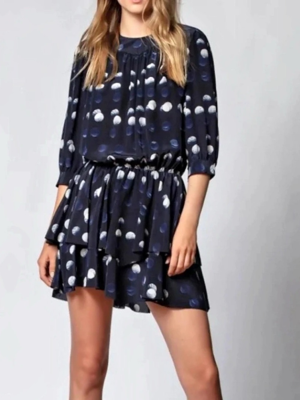 Zadig & Voltaire Rooka Dots Polka Dot Mini Dress in Navy & White Size XS NWT